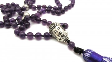 Mala ketting boeddha amethist