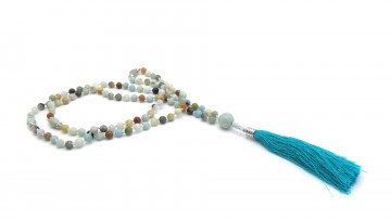 Mala ketting geknoopt amazoniet