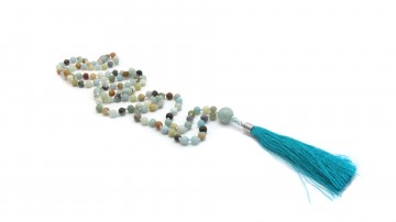 Mala ketting geknoopt amazoniet