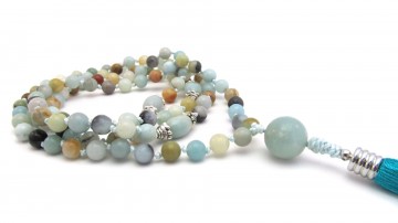 Mala ketting geknoopt amazoniet