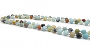 Mala ketting geknoopt amazoniet