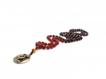 Mala ketting lotus carneool