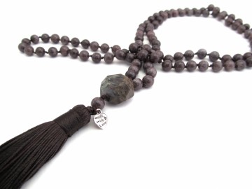 Mala ketting paarse agaat edelsteen