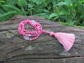 Mala ketting pink jade 2