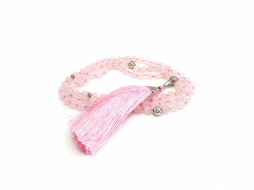 rose quartz edelsteen Mala ketting