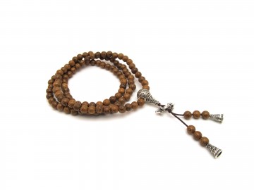 Mala ketting hout zilver