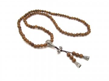 Mala ketting hout zilver