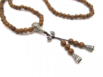 Mala ketting hout zilver