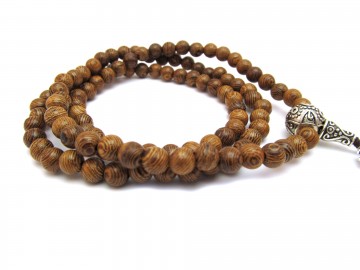 Mala ketting hout zilver