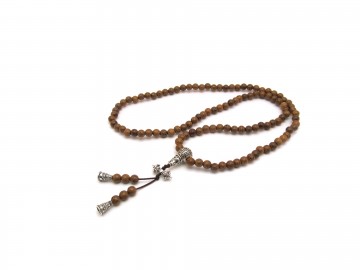 Mala ketting hout zilver