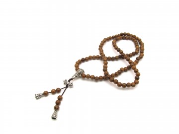 Mala ketting hout zilver