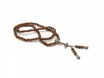 Mala ketting hout zilver