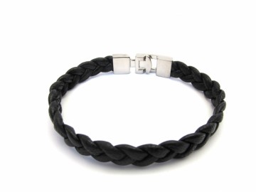 Gevlochten leren Armband