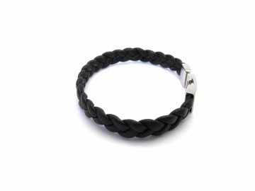 zwarte gevlochten leren Armband