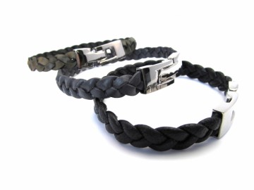 Gevlochten leren Armband