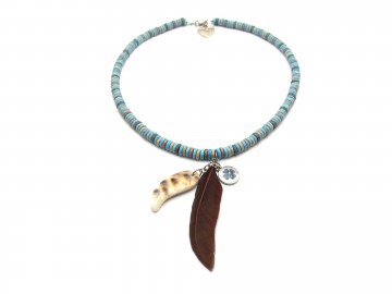 Kinder ketting  blue feather