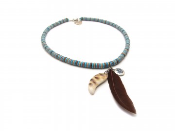 Meisjes ketting  blue feather