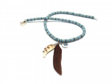 Ibiza  ketting  blue feather
