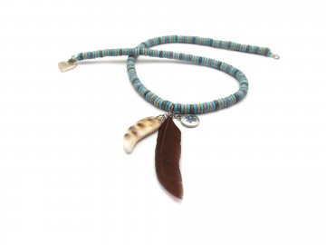Meisjes ketting  blue feather