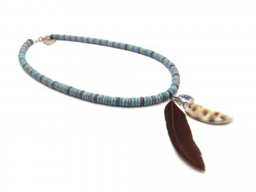 Meisjes ketting  blue feather