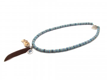 Meisjes ketting  blue feather