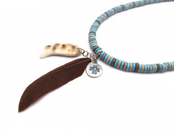 Meisjes ketting  blue feather
