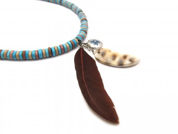 Meisjes ketting  blue feathe