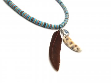 Meisjes ketting  blue feather