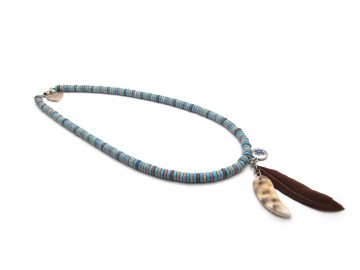 Meisjes ketting  blue feather