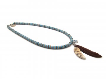 Meisjes ketting  blue feather