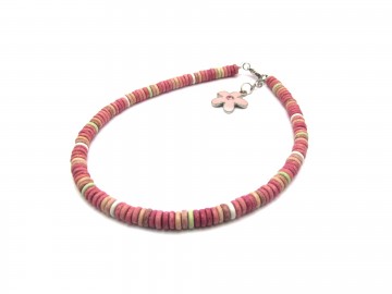 Meisjes ketting ibiza pink flower10