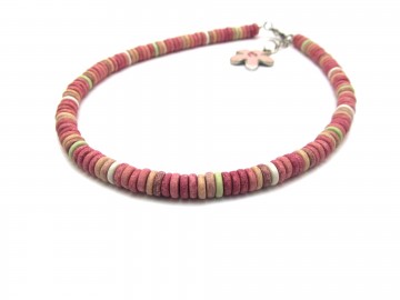 Meisjes ketting ibiza pink flower12