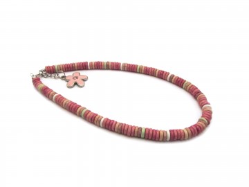 Meisjes ketting ibiza pink flower2