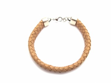 Leren gevlochten armband