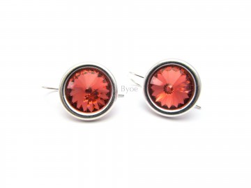 Oo sw rond Swarovski® oorbellen Padparadscha