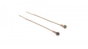 Oorbellen blauwe ruwe diamant rose