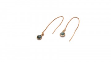 Oorbellen blauwe ruwe diamant rose