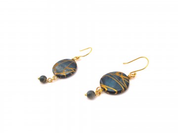 Oorbellen blue noir shell