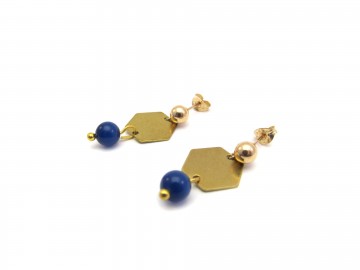 Oorbellen brass cateye8