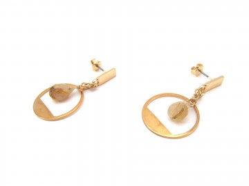 Oorbellen goud citiren quartz