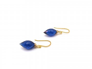 Oorbellen goud edelsteen kyaniet