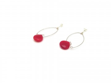 Jade oorbellen Fuchia