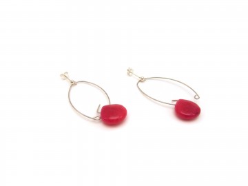 Oorbellen jade fuchia