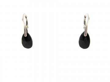 Oorbellen jetblack swarovskileverback