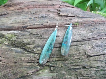 Oorbellen labradoriet chrysocolla bosfoto