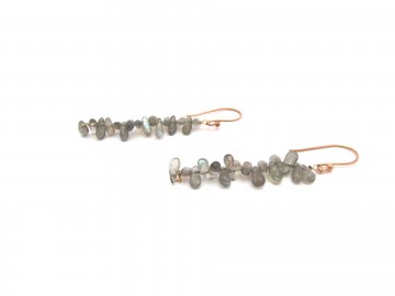 Oorbellen labradoriet rose goud