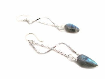 Oorbellen labradoriet swirl