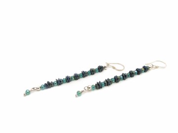 Oorbellen lang metalic green2