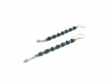 Oorbellen lang metalic green5