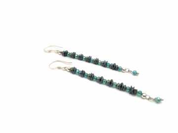 Oorbellen lang metalic green7